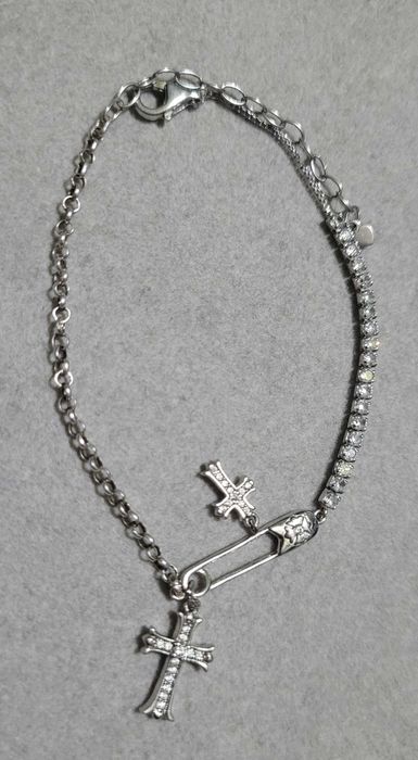 Bratara argint rodiat punk/gotic chic, CZ