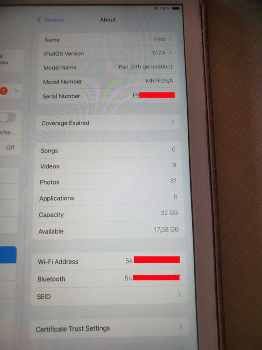 Apple iPad 6 WiFi 32GB 9.7 Model A1893