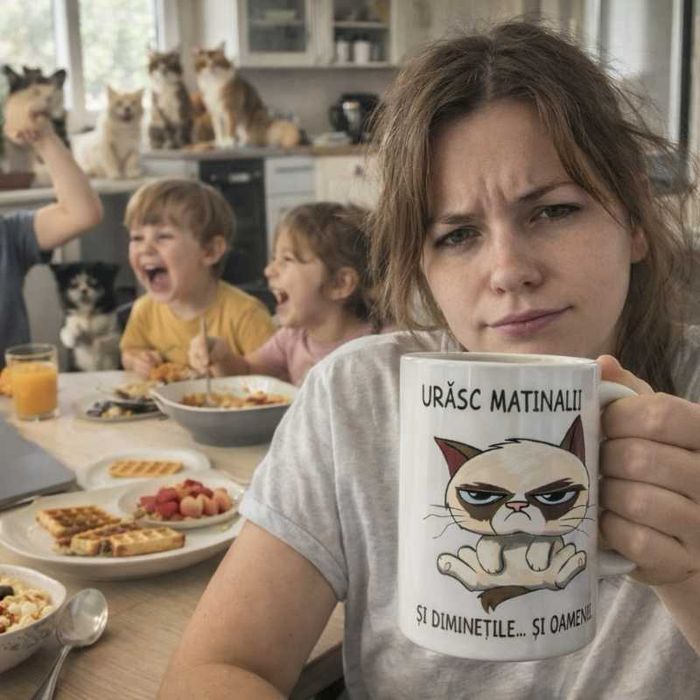 Cană de cafea cu mesaj amuzant – idee de cadou