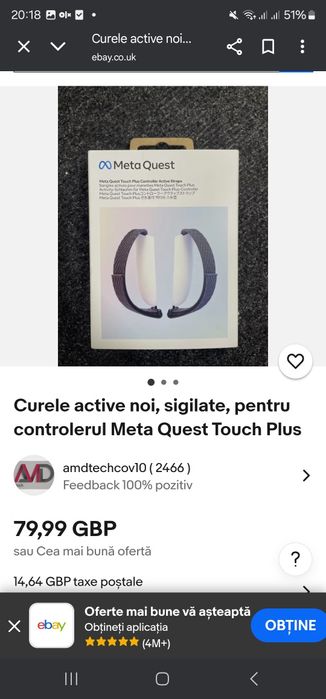 Curele active noi, sigilate, pentru controlerul Meta Quest Touch Plus