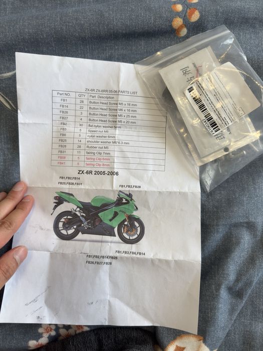 Set suruburi carena Kawasaki ZX6R 2005-2006 aproape complet