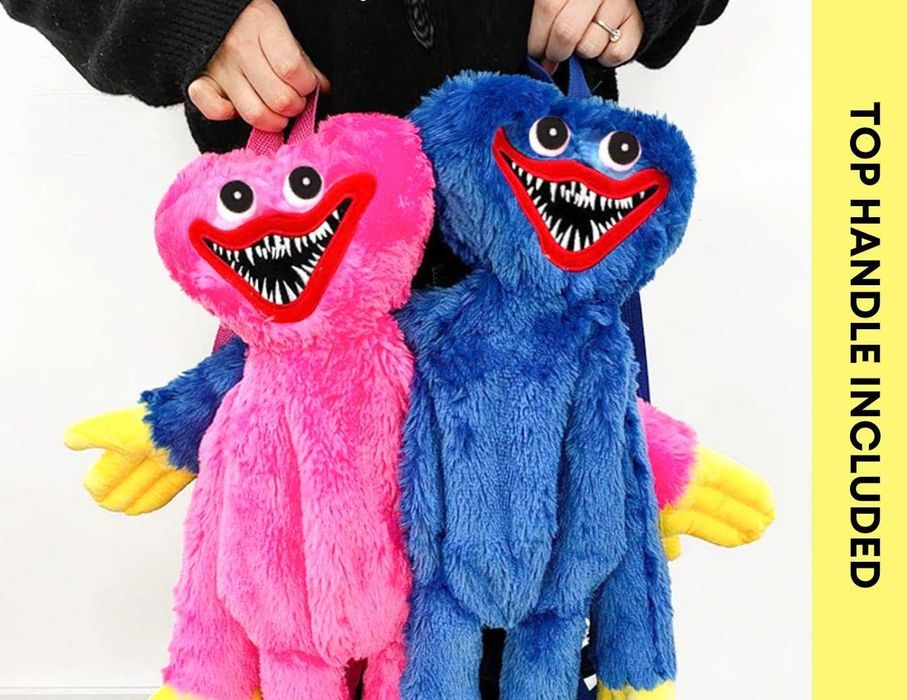 Плюшена играчка Раница Хъги Лъги Huggy Wuggy, Синя/Розова