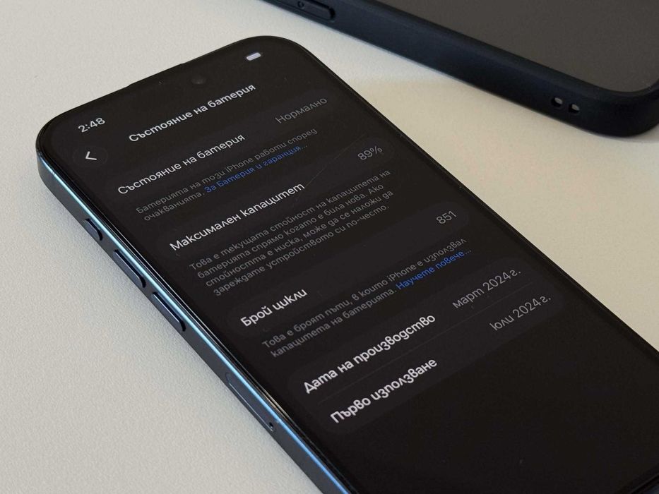 Бартер! iPhone 15 Pro 256GB Blue Titanium (Син) 89% Батерия.
