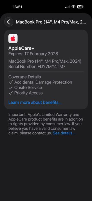 НОВ MacBook Pro 14" M4 PRO Chip 14-CPU/ 20-GPU/ 48GB RAM/ 1TB SSD ГАРАНЦИЯ 2.2028г APPLE CARE+ — миниатюра 9