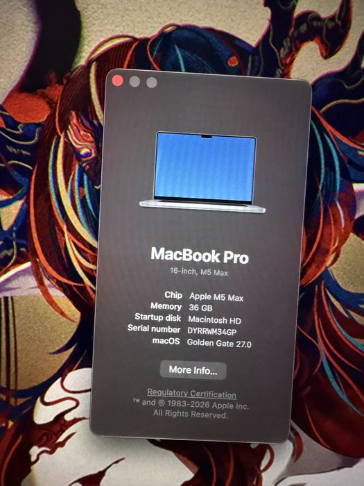 Macbook Pro M5 Max 16 inch 36gb 2tb