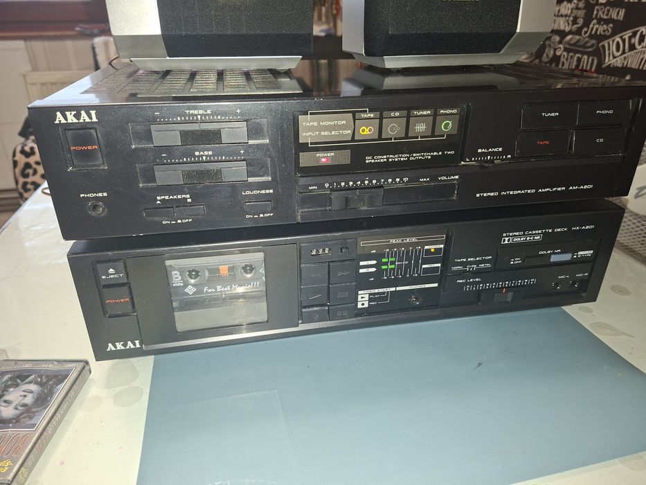Linie Hi-Fi Akai A201, made in Japan, 1986, deck + amplificator integrat