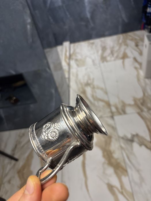 Vand cana vintage antica retro suflata argint .