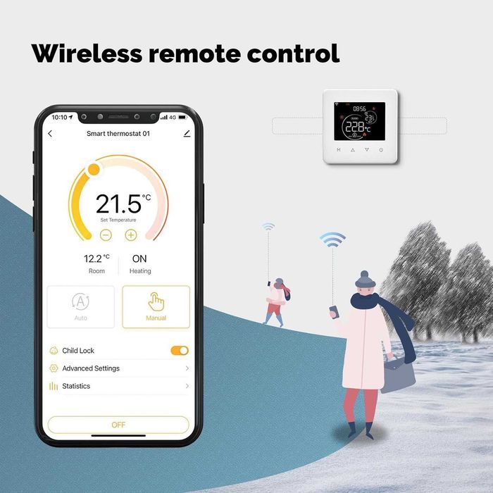 MOES termostat smart WiFi pentru încălzire în pardoseală apă Tuya Alexa Google