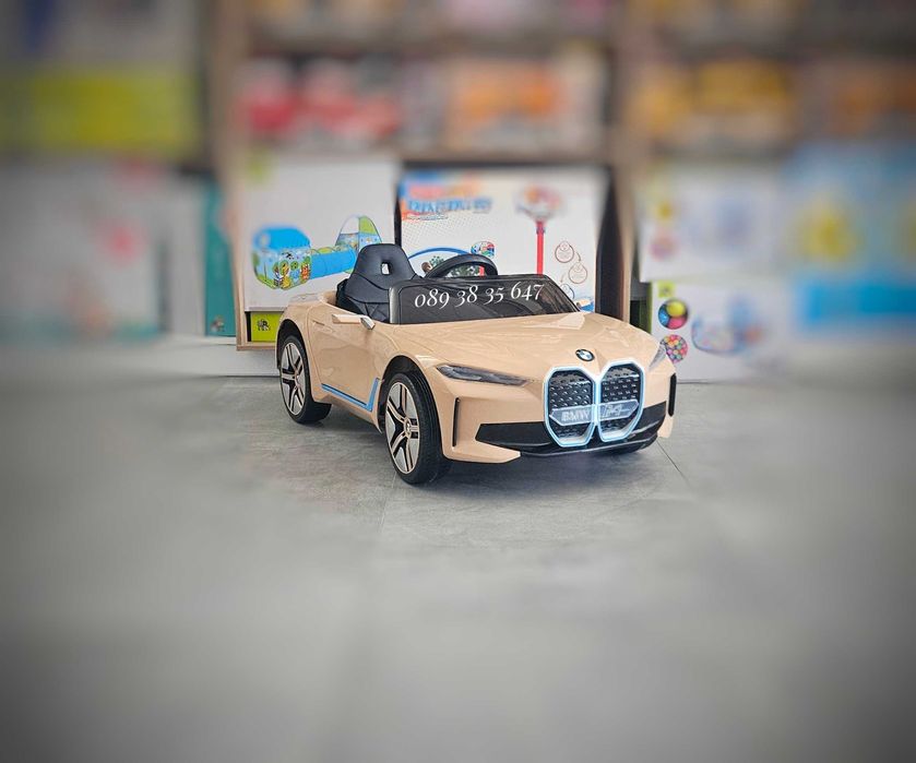 ТОП ЦЕНА!НОВО!Акумулаторна кола BMW i4 с 12V,кожена седалка,EVA ГУМИ