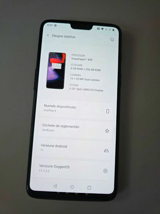 Oneplus 6 stocare 256GB 8GB ram,spate fisurat