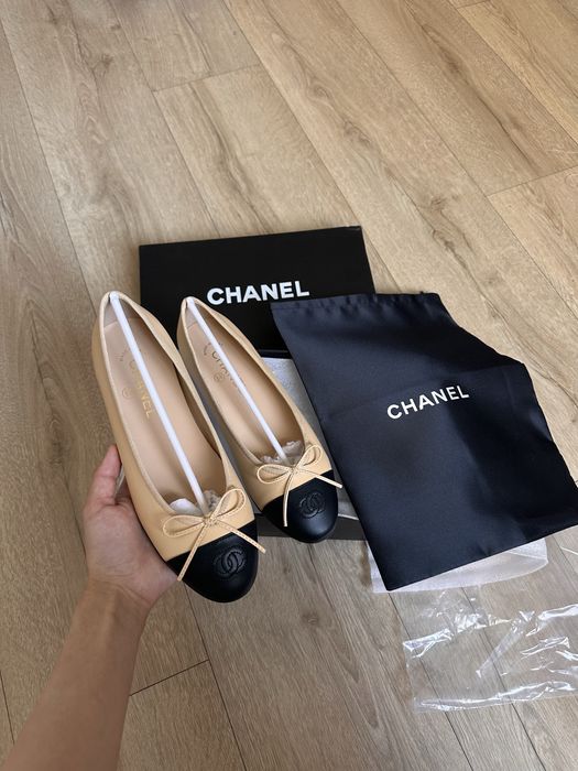 Балетки chanel в бежевом оттенке