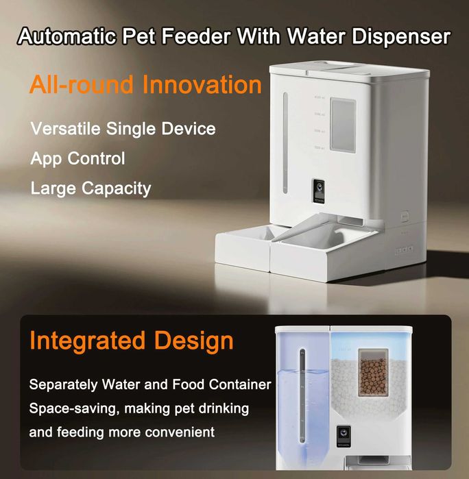 Автоматична хранилка за куче и котка с камера и Wi-Fi управление