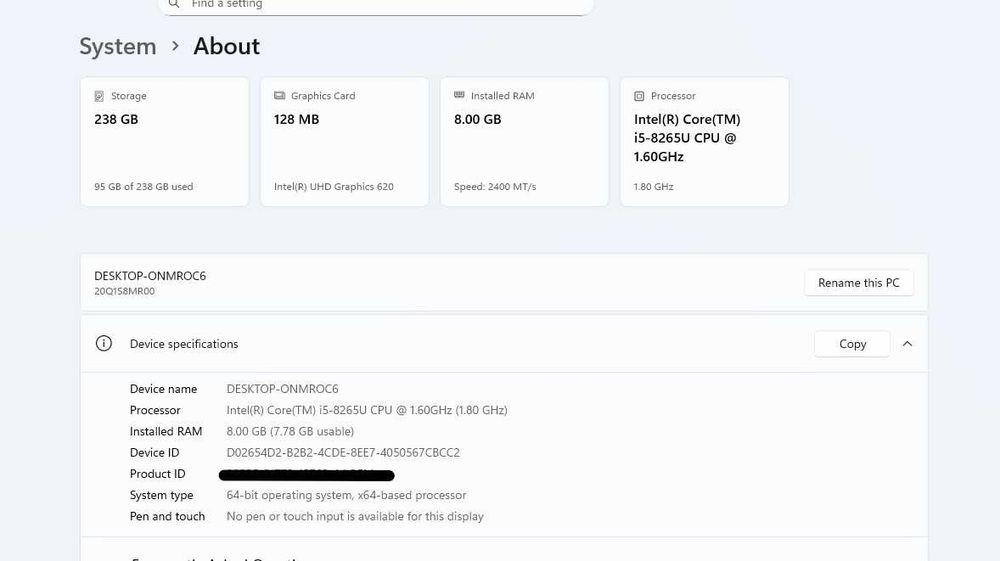 Лаптоп Lenovo ThinkPad X390 13" i5-8265U / 8GB RAM / 256GB NVMe