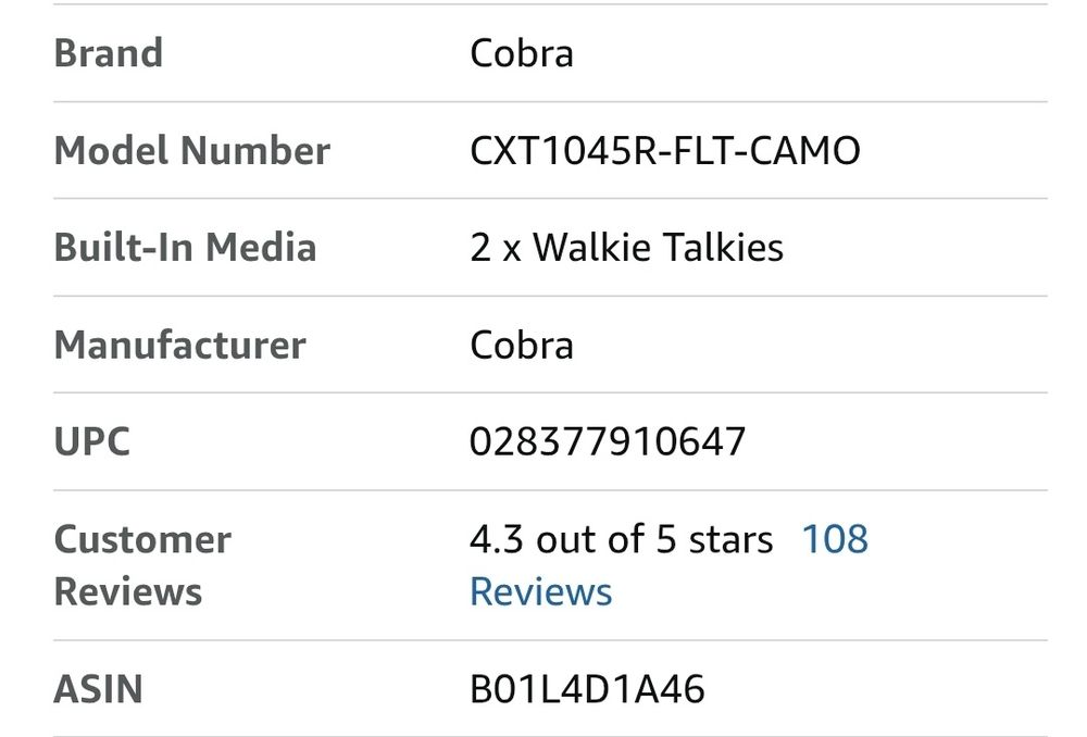 Радиостанции COBRA CXT1045R-FLT 37 уоки токи