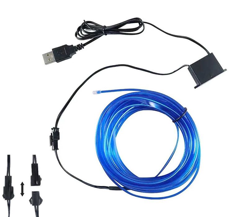 5М Амбиентно осветление за кола - (5/12V USB)