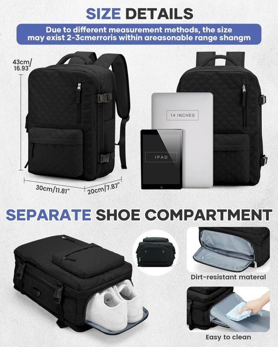 Rucsac voiaj vacuum livbote, bagaj cabină, compartiment pantofi