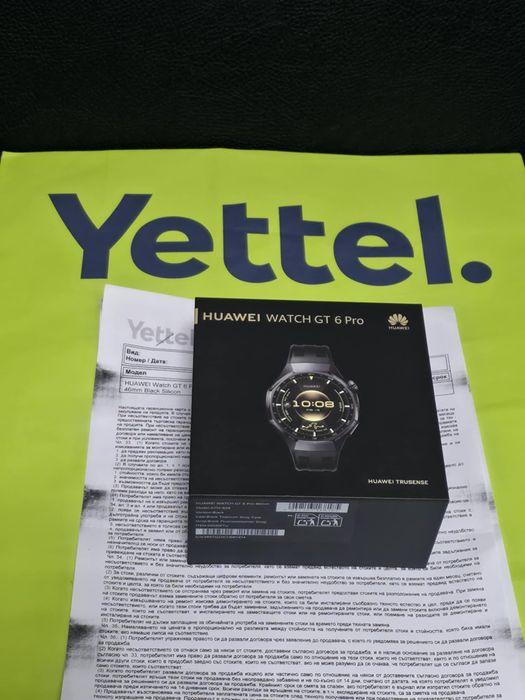 ЧИСТО НОВ 46mm Huawei watch GT 6 Pro Yettel Гаранция 2028 Black | GT6