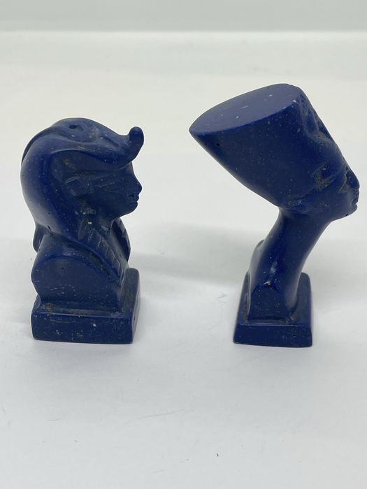 Statuete miniaturi din lapis lazuli Nefertiti si faraon