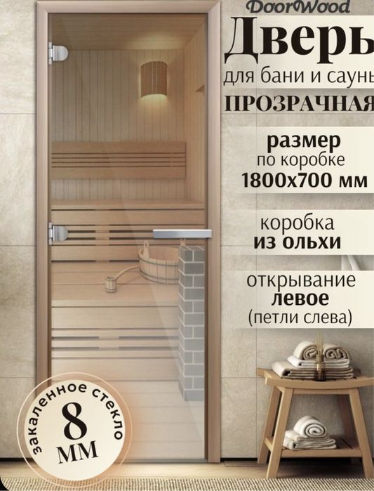 Стеклянные двери для бани