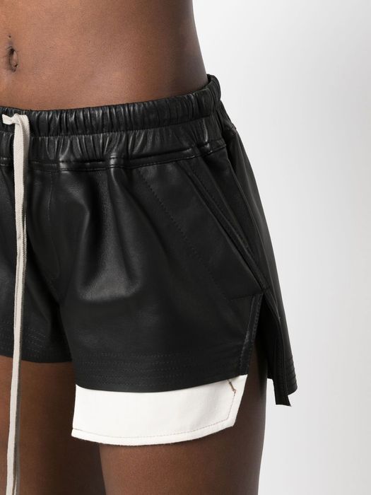 Rick Owens Leather Cut out shorts black
