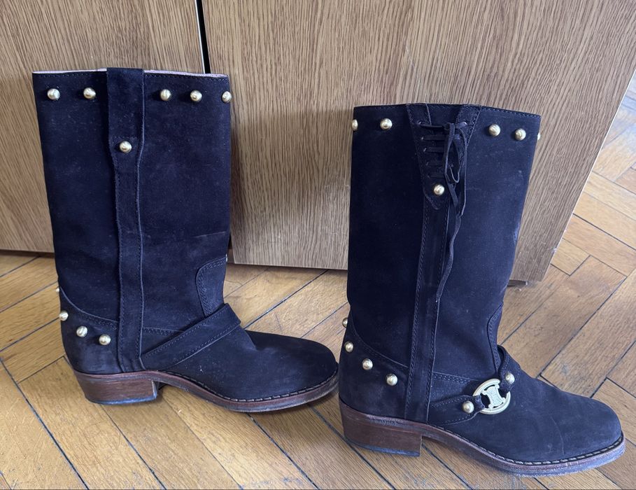 Ботуши/чизми кафяви естествен велур