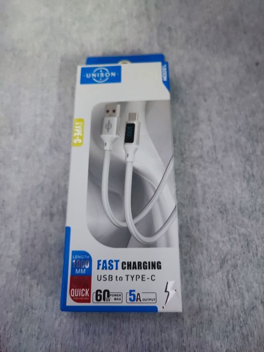 Cablu Type-C Unison 60W cu afișaj digital și încărcare rapidă