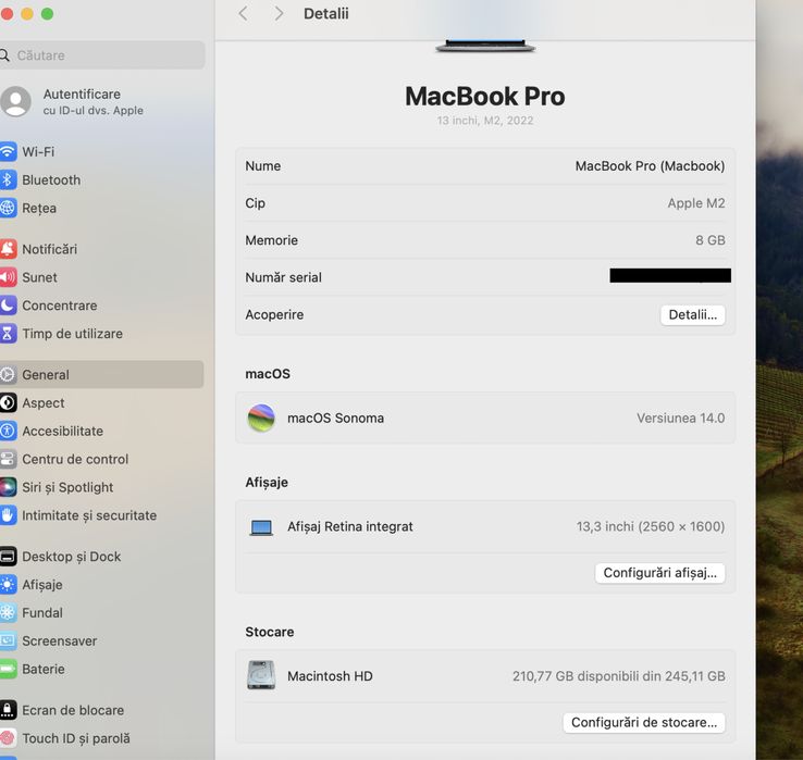 MacBook Pro M2 13-inch/ 256 Gb / Space Gray/ Cod produs: QFF4