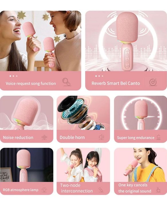 Bluetooth Караоке Микрофон с вградена колонка и Гласови Ефекти - НОВ