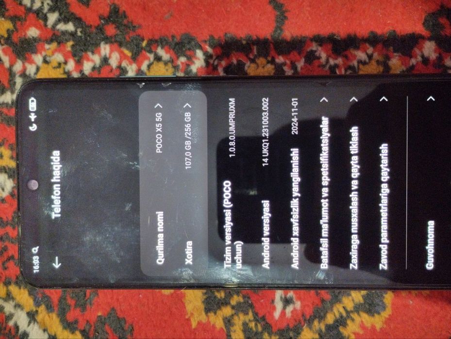 Poco x5 5g qirchilgan joyi yoq