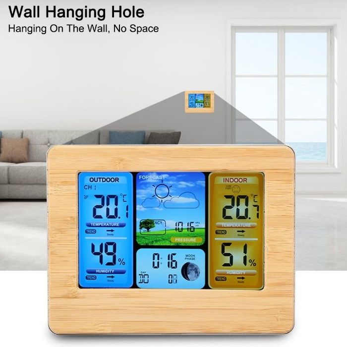 Statie meteo interior/exterior, wireless, afisare calendar, umiditate