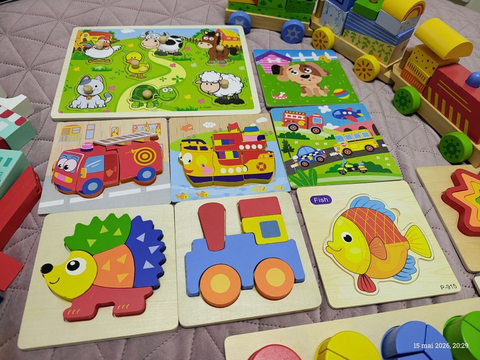 Jucării lemn, puzzle lemn lot