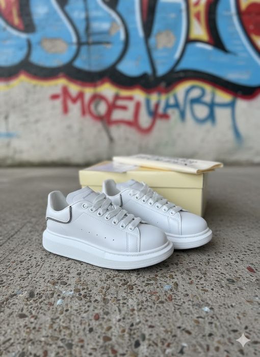 Alexander Mc Q u e e n Zip Alb Piele naturala