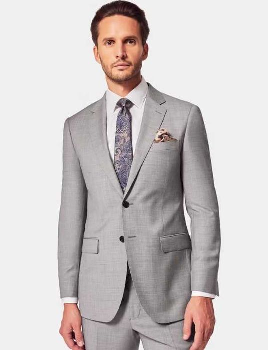 Costum slim 48 M doua piese Atelier Torino lana respirabila moale gri