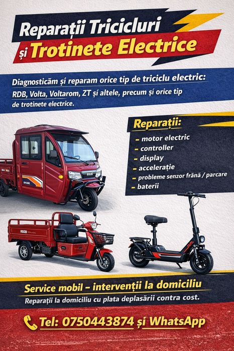 Reparații Tricicluri, Scutere si Trotinete Electrice -Medgidia-Consta