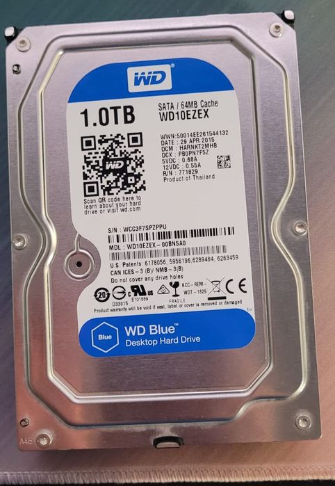 Hard Disk HDD 1TB WD Blue 3.5, doar 448h, 7200RPM, 100% sănătos, fără bad-uri - ca NOU