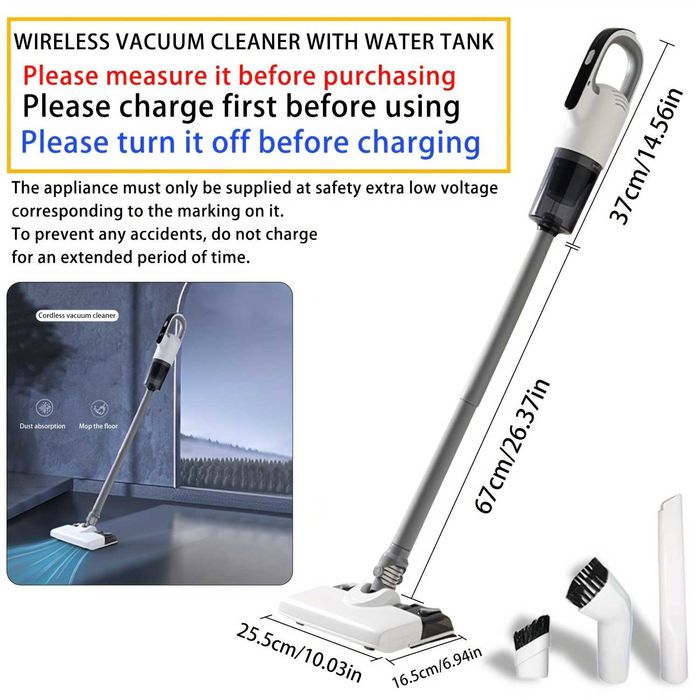 Безжична Вертикална Прахосмукачка 2 в 1 за Сухо и Мокро SENBOWE, 19KPa