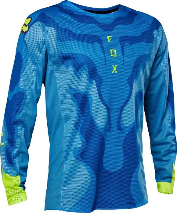 Tricou Bluza Moto FOX Airline Exo Albastru Galben, Tricou Motocross,