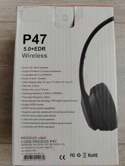 Căști wireless Bluetooth, radio, mp3 noi