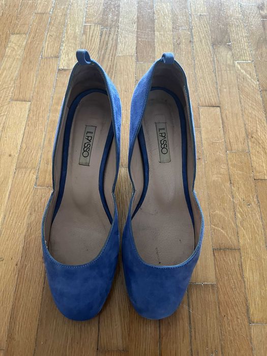 Pantofi piele naturala, albastri, Il Passo, toc robust, masura 36