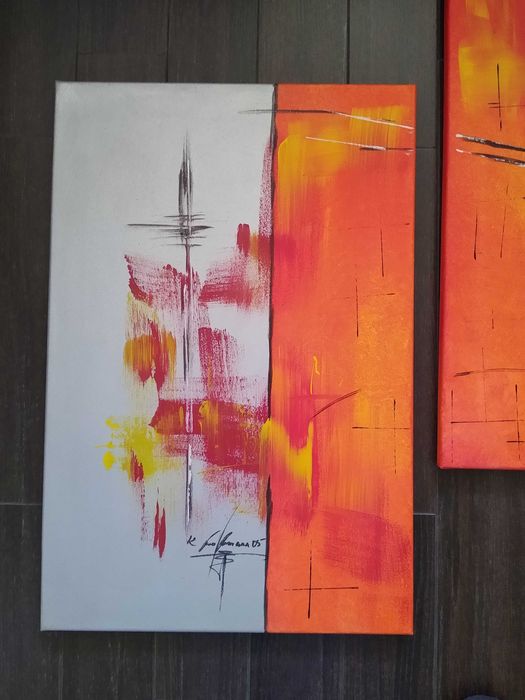 Модернистична картина/триптих/акрил в/у платно/немска художничка/2005