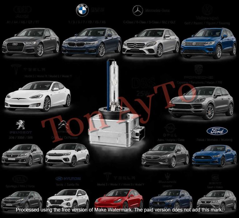 Ксенонова крушка D8S 25W 6000К Xenon HID Подсилени +200% Комплект Audi BMW Mercedes VW Tesla Porsche