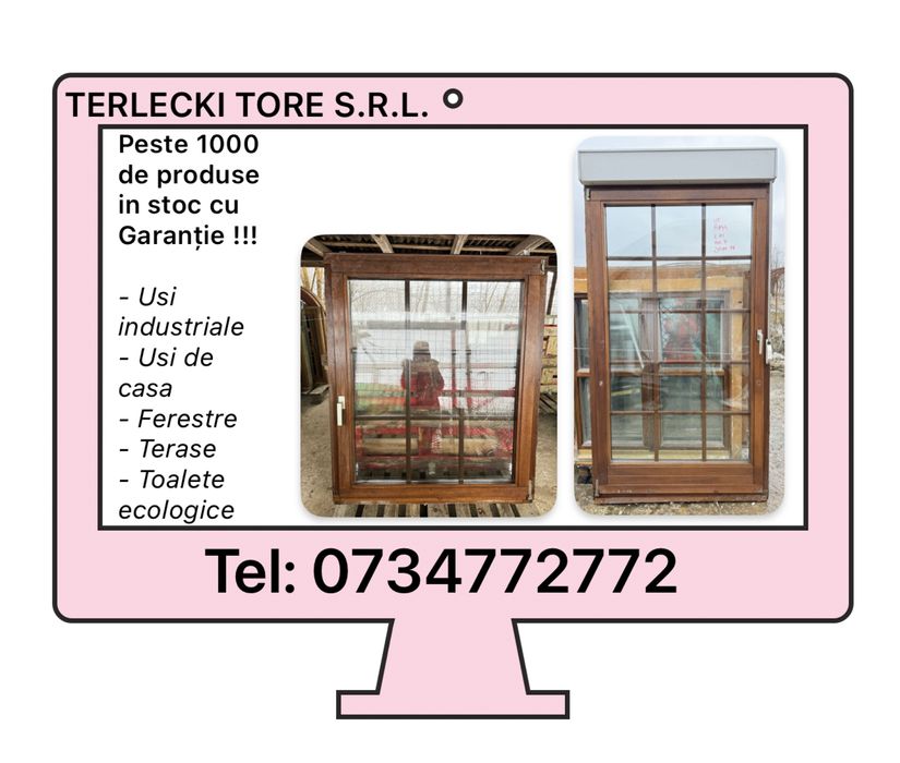 USA TERASA  LEMN balcon casa  cabana termopan sprosuri H 194 x L 111