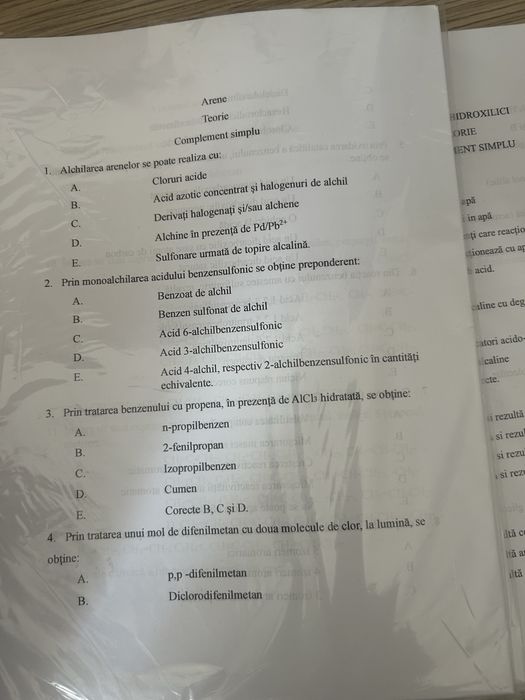 Grile chimie admitere medicina Bucuresti