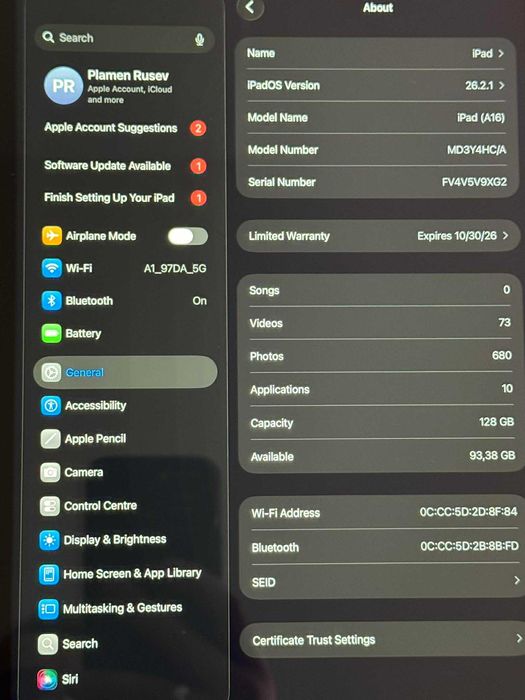 Ipad 11 (a16, 128g, wifi)