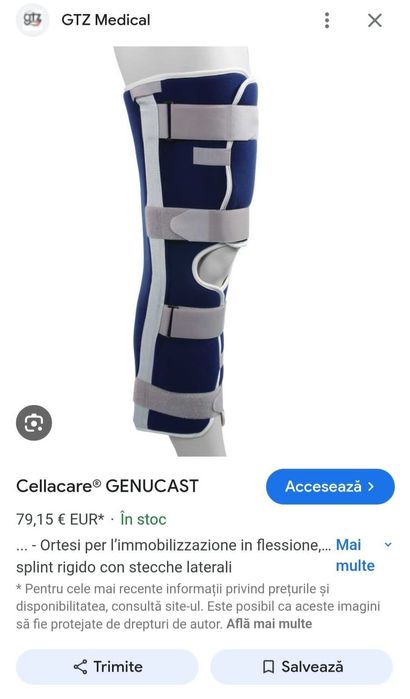 Suport de genunchi orteza fixă Cellacare Genucast one size unisex