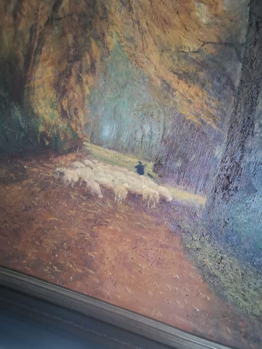 Антикварна картина на платно с маслени бои стил експресионизъм пейзаж