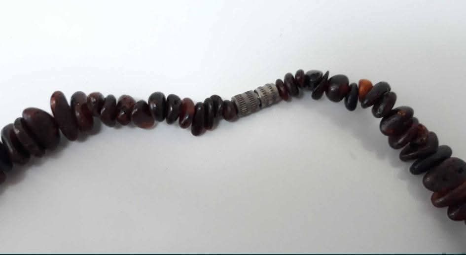 Vechi colier din chihlimbar natural baltic, cognac inchis