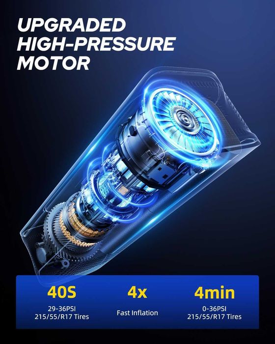Портативный мощный автомобильный компрессор AUTOONE 150PSI