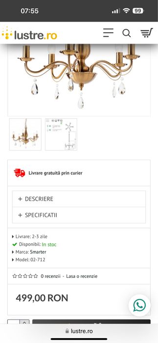 2 Candelabre si 3 Lustre de arama Italia