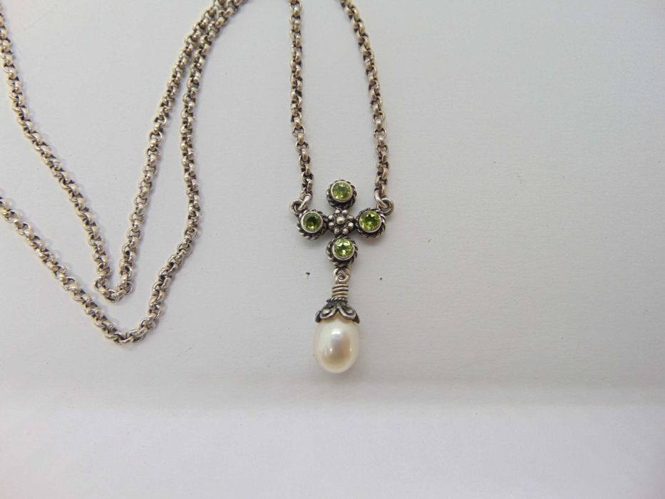 Colier din argint cu peridot si perla semnat Anatoli